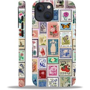 Compatible with iPhone 15 Case - Dual-Layer Protection, Hard Shell with Silicone Interior,Slim Scratch Resistant Shockproof for Woman Men - Various Retro Stamps