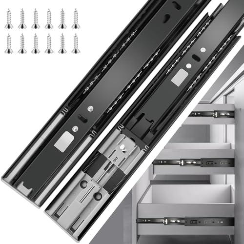 10 inch Drawer Slides 5 Pairs (12pcs) Soft Close 3 fold Full Extension Side Mount Cabinet Drawer Glides 10" Black Cabinet Rails for Dresser, Cabinet, Kitchen 100 LB Capacity