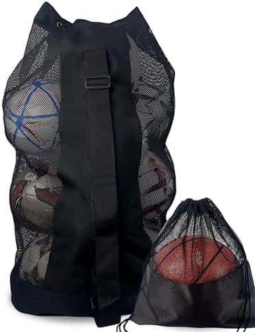 VIPOKO 1/2pcs Soccer Ball Bag,Adjustable Shoulder Strap Extra Large and 1pcs Drawstring Mesh Ball Bag,Heavy Duty Soccer Ball Bags for Coaches,Mesh Equipment Bag for Basketball,Football, Volleyball