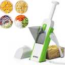 QYKIC Safe Mandoline Slicer 5 in 1 Vegetable Chopper Food Potato Cutter, Strips Julienne Dicer Adjustable Thickness 0.1-8 mm Kitchen Chopping Artifact Fast Meal Prep