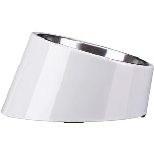 SuperDesign Mess Free 15 Slanted Bowl for Dogs and Cats, Tilted Angle Bulldog Bowl Dog Feeder, Non-Skid & Non-Spill, Easier to Reach Food S/0.5 Cup Gray