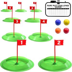GoSports Pure Putt Challenge Mini Golf Game - Build Your Own Course at Home, The Office or On The Green - Includes 9 Holes, 4 Balls, Dry-Erase Scorecard, Tote Bag & Rules
