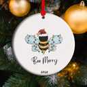 Be Merry Ceramic Christmas Ornament, Bee Lover Gift, Xmas Tree Trimming Party, Bee Keeper (C10)