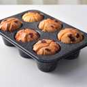 Monfish Jumbo muffin pan 6 Cup, deep muffin pan extra large cupcake tin black granite finish carbon steel baking pan 3.5dia x3 inch cup