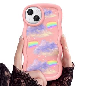 CASBST for iPhone 15 Phone Case, Curly Wavy Frame with Cute Pattern