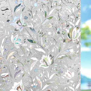 Kromapolis Window Film, Window Privacy Film, Window Vinyl Glass Covering, Stained Glass Decorative Film, Window Film Privacy Frosted Static Clings, Non-Adhesive, No-Glue (23.6 x 157.4 inch) (Clear)