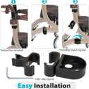 Cane Holder for Nitro Rollators with Flat Frame, Drive Walker Cane Holder, Adjustable Crutch Bracket for Wheelchairs, Rollators, Knee Scooters, Assistant Holder for Cane or Stick Users, Black