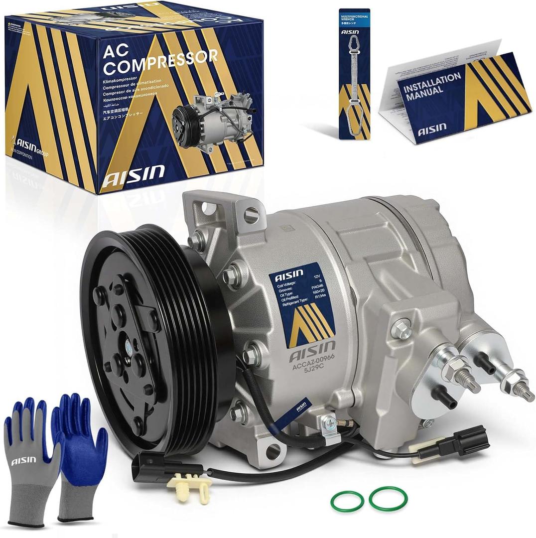 AISIN AFTERMARKET ACCAZ-00966 Air Conditioner AC Compressor - Compatible with Volvo XC90 2007-2014 3.2L, XC60 2010-2016 S80 2007-2015 3.0L 3.2L, S60 2011-2016 2.5L 3.0L, V60 2015-2016 3.0L