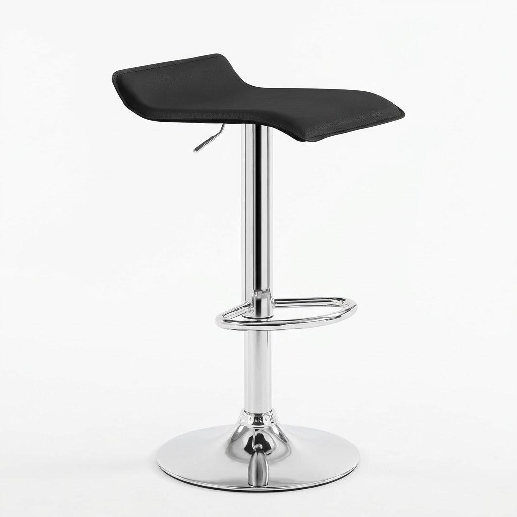 VECELO Bar Stools, Counter Bar Stools with Swivel Bar and Adjustable Height, Modern PVC Barstools Bar Chairs for Kitchen/Bar/Dining Room/Living Room/Party, Black