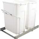 14.375 in. x 22 in. x 18.813 in. 35 Qt. In-Cabinet Double Soft-Close Bottom-Mount Pull-Out Trash Can - White