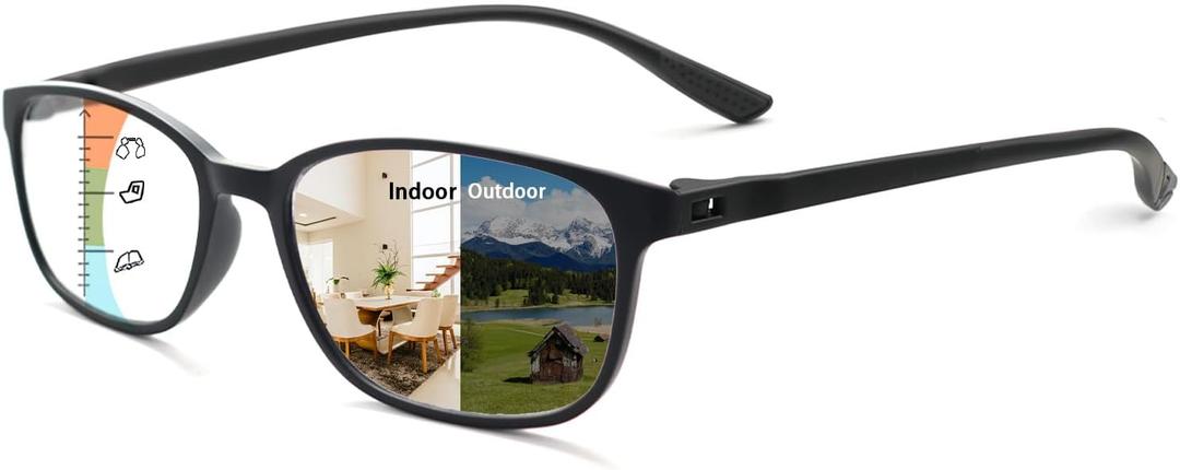 K.LAVER Photochromic Progressive Sunglasses for Men TR90 Multi Focal Reading Glasses Women Clear on Top Readers on Bottom