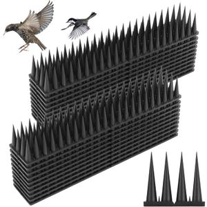 Bird Spikes, 18.7 Feet Bird Guard Spikes for Squirrel Cat Raccoon and Other Small Animals, Pigeon Spikes for Outdoor Fences and Roofs, Durable Plastic Bird Barrier Strips(20 Pack)