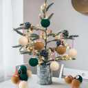 SmoothNovelty 36 Pcs Christmas Felt Ball Ornaments Mini Wool Felt Balls 1.57 Inch Christmas Tree Hanging Decorations Brown Green Beige Pompom Decoration DIY