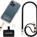 Phone Lanyard Universal Crossbody Cell Phone Strap Anti-Theft Adjustable Neck Lanyard for iPhone 17 Pro Max 2pcs Phone Patchs Tether Pads Midnight Black