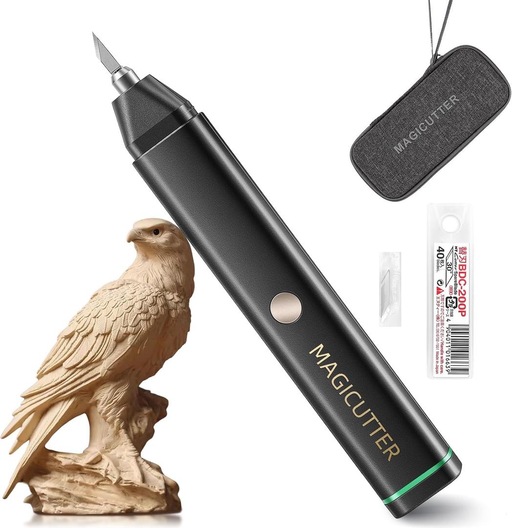 Bonvoisin Ultrasonic Cutter Knife Handheld 30W 40KHz with 40 Replacement Blades, Charger, Carrying Case for Plastic, Acrylic, Carbon Fiber Sheets, Thin Wood, Thin Circuit Boards, 3D Printed Models