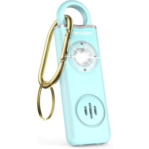 TECKNET Rechargeable Personal Safety Alarm for Women, 130dB Self Defense Keychain Alarm with SOS Strobe Light, Low Battery Notice, Personal Alarm Loud Siren Safety Keychain for Girls Kids Elderly (Blue)