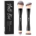 DUcare Makeup Brushes Duo End Foundation Contour Powder and Buffer Brush Bronzer Double Makeup Brush Set 2Pcs black (B03)