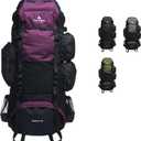 Teton 65L Explorer Internal Frame Backpack for Hiking, Camping, Backpacking, Rain Cover Included, Huckleberry