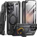 TONGATE for Samsung Galaxy S26 Ultra Case with 360 Spin Magnetic Stand, Compatible with MagSafe, Built-in Screen Protector & Belt Clip, Non-Slip Military Grade Protection Case for S26 Ultra, Black