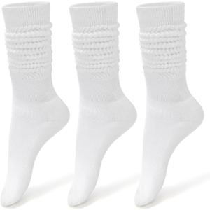 WANDER Womens Slouch Socks Soft Thin Lightweight Anti-blister Cotton Sock Girls Retro Scrunch Boot Socks Size 5-11 (S)
