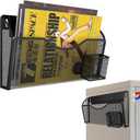 Magnetic File Holder 1 Pockets File Folder Organizer with Pen Holder, Office Hanging Magazine Rack for File Cabinets, Magnetic Paper Holder, No Drilling Mail Organizer for Refrigerator, Office (Black)