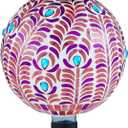 VOREEN Solar Gazing Ball, 10" Mosaic Glass Gazing Globe with Solar Light, Outdoor Yard Decoration Sphere for Homes, Patio, Lawn and Gardens, Gift for Mom Wife Friend, Pink