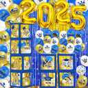 Blue Gold Graduation Decorations Class of 2025 Graduation Balloon Boxes with Letters 2025 Grade Party Decorations with Lights for Grade Party Supplies