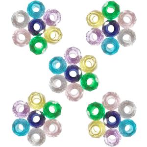 2 x 100PCS Colored Acrylic Crystal Beads Round Crackle Beads Charms for Jewelry Making Bracelets Large Hole Spacer Beads for Hanging Charms DIY Art Christmas Ornament Birthday Gifts (Colour Mixture)