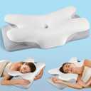 Cervical Neck Pillow for Neck Shoulder Pain Relieve, Soft Ergonomic Orthopedic Bed Pillow of 2 Heights, Q-max Cooling Memory Foam Pillows for Side Back Stomach Sleepers