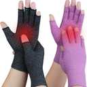 2 Pairs Arthritis Gloves for Pain Relief, Compression Gloves for Arthritis, Carpal Tunnel, Osteoarthritis, Joint, Typing, Driving, Fingerless Hand Gloves for Women Men (Black1+Purple1, Medium)