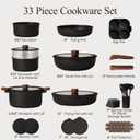 CAROTE 33pcs Pots and Pans Set Non Stick, Detachable Handle Cookware Set | Induction Compatible, Dishwasher & Oven Safe, Space Saving, for Camping/RV/Traveling, Kitchen Cooking Set, Black, 33 Piece