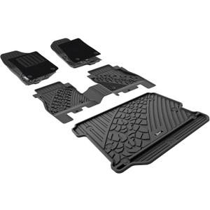 3W Floor Mats&Cargo Liner with Carpets on TOP Fit for Jeep Wrangler JL 2018-2024 2025 Unlimited 4-Door Sahara Willys Rubicon Without Subwoofer(Non JK or 4XE) Full Set Mats, 8PCS