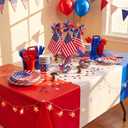 2 x Oudain 3 Pcs Red White Blue Table Cloths 4th of July Party Decorations 250th Patriotic Tablecloths Independence Day Disposable Plastic Tablecloth 54"x108" Memorial Day Decoration Party Supply