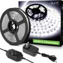 Lepro LED Strip Light White, 16.4ft Dimmable Vanity Lights, 6000K Super Bright LED Tape Lights, 300 LEDs 2835, Strong 3M Adhesive, Suitable for Home, Kitchen, Under Cabinet, Bedroom, Daylight White