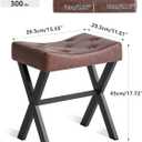 IBUYKE U-Shaped PU Vanity Stool, Square Makeup Chair with X-Leg, Ottoman Seat Footrest Stool, Multi-Use as Small Side Table, for Bedroom, Living Room, Dark Brown WBD019Z