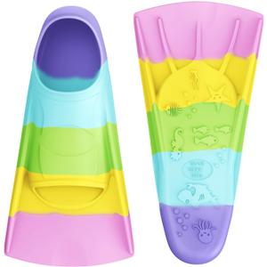 Gintenco Swim Fins, Kids Swim Training Fins for Lap Swimming, Travel Size Flippers with Mesh Bag, Silicone Swimming Fins for Kids Teens Adults Women Men, size xxxs 24-26