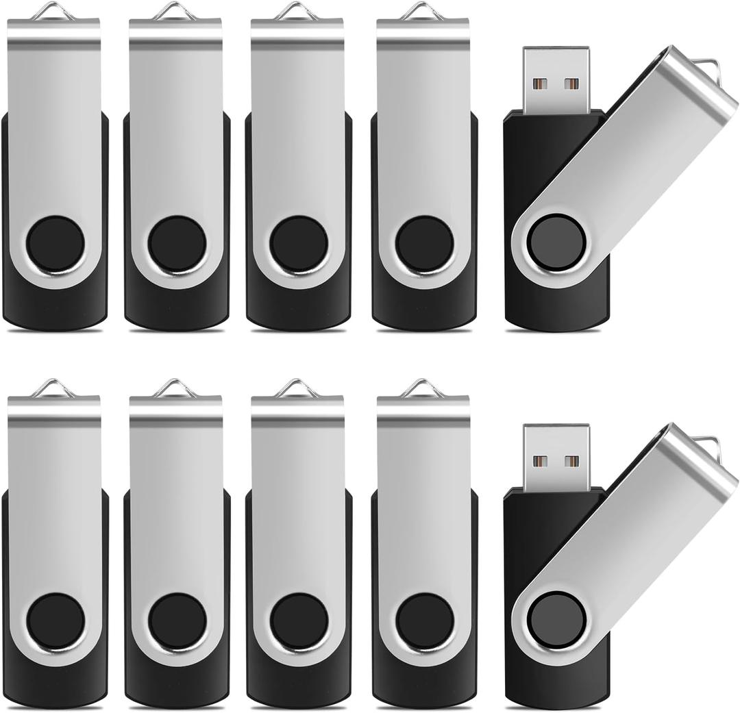 Generic 16GB Flash Drive 10 Pack USB Flash Drives 16G USB 2.0 Memory Stick Thumb Drive(10Pack Black, 16GB)