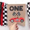 Race Car One High Chair Banner - Race Car 1st/First Birthday Party Decorations,Boy First Race Car Banner,Car Racing One Birthday Highchair,Race Car 1st Photo Prop Cake Smash