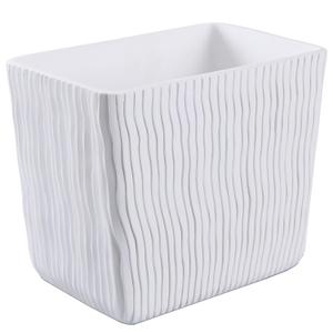 White Marble Wave Carved Small Bathroom Trash Can 2.5 Gallon(9 Liter), Resin Heavy Sturdy Small Kitchen Garbage Can,Living Room Bedroom Trash Can, Decorative Wastebasket for Home, Garden, Office