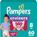 Pampers Diapers - Cruisers 360° - Size 8, 60 Count, up to 100% Leakproof Fit, Designed for Active Babies, Pull On Diaper