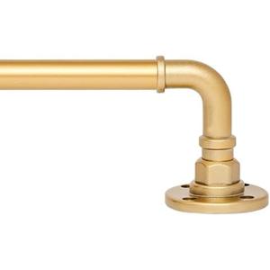 3/4 Inch Adjustable Industrial Curtain Rod Set, 30 to 84 Inches, Heavy Duty Drapery Rods for Indoor and Outdoor, Gold