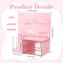 Novabright Desk Organizer with 2 Drawers, Rotating Pen Holder with 5 Slots & Pegboard, Back to School & End of School Year Gifts, Multifunctional Desktop Storage for Desk Home Office Supplies(Pink)