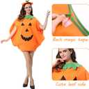 FEPITO 4Pcs Unisex Adult Halloween Pumpkin Costume Funny Halloween Costumes Orange Pumpkin Cosplay Party Clothes