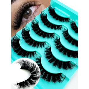 HBZGTLAD Cat eye Eyelashes 3D Natural False Lashes D Curl Fluffy Soft Cross 5 pairs Manga Lashes Wispy Natural Eyelash Extension Makeup (LM37)