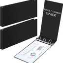 2 Pcs 8.5'' x 14'' Landscape 3 Ring Legal Size Binders 1 Inch Round Ring Binders Heavy Duty Economy Holds 8.5 '' x 14'' Paper for Artwork Blueprints, Office, Home, Work Places (Black)
