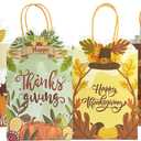 qiqee Fall Thanksgiving Paper Gift Bags with Handles Bulk Small Pumpkin Treat Bags Autumn Kraft Paper for Holiday Wedding Birthday Party Supplies (24PCS 6.1"9.8"3.1")