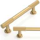 10 Pack Brushed Brass Cabinet Pulls 3.75 Inch (96mm) Kitchen Cabinet Handles Cabinet Hardware for Drawer Pulls