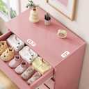 Jocoevol Pink 5 Drawer Dresser for Bedroom, 15" D x 23.7" W x 40.4" H in Simply Chest of Drawers, Wood Storage Dresser with Drawers for Living Room Hallway Entryway, Pink