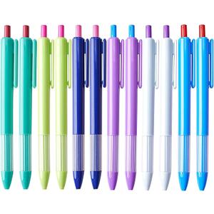 12pcs 1.0mm Black Ink Pens, Smooth Writing Ballpoint & Semi Gel Pens, Soft Silicone Grip Gel Ink Pens, Office School Supplies, Desk Accessories, Personalized Gifts for Men, Dozen Box (Multicolor-Dark)