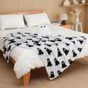 Halloween Ghost Throw Blankets Pillow Set Include Double Sided Spooky Black and White Flannel Throw Blanket 50 x 60 Inch and Cozy Ghost Plush Pillows Cushion for Couch Sofa Bed Decorations